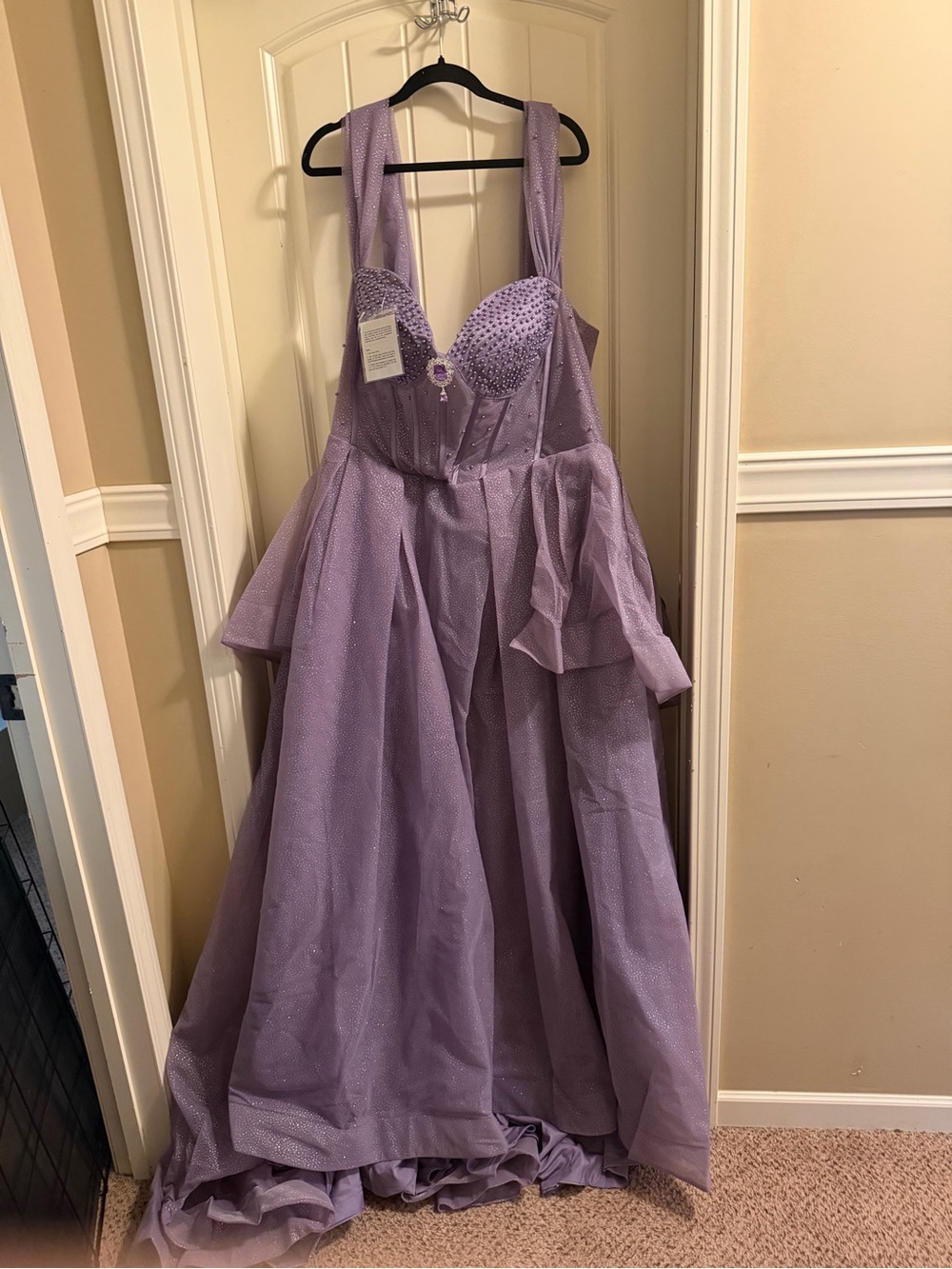 Lilac Sequin Prom Ball Gown with Structured Bodice